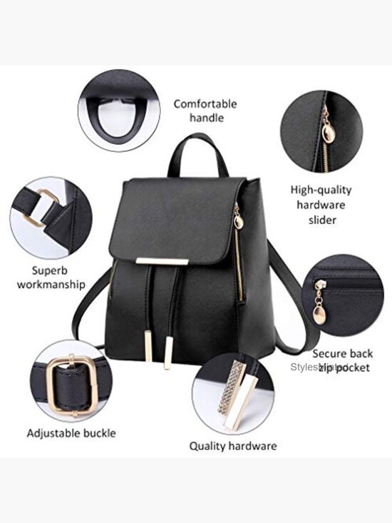 PU Leather Travel Rucksack Daypack Faux Leather 9.1Lx11Hx6.3W main image 6
